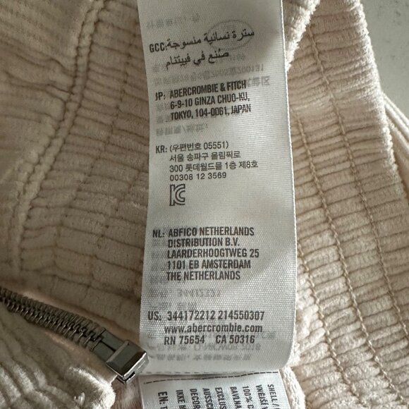 Hollister Womens Hooded Cropped Zip-Up Jacket M Beige & White - Picture 4 of 7